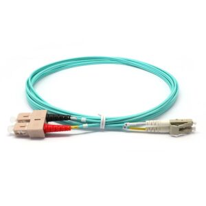 LC to SC Multimode OM3 Duplex 50/125 OFNR Fiber Optic Patch Cable – 1M