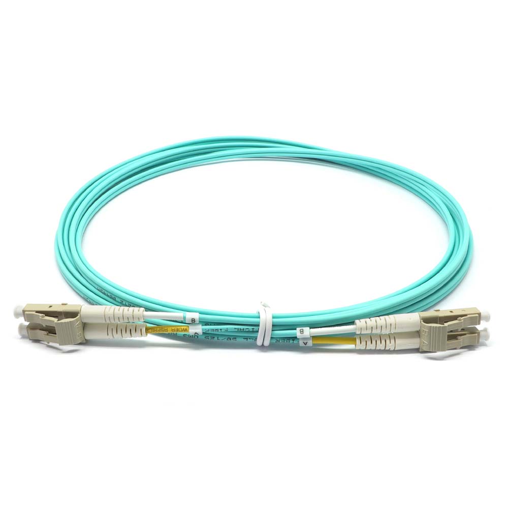 LC to LC Multimode OM3 Duplex 50/125 OFNR Fiber Optic Patch Cable – 1M