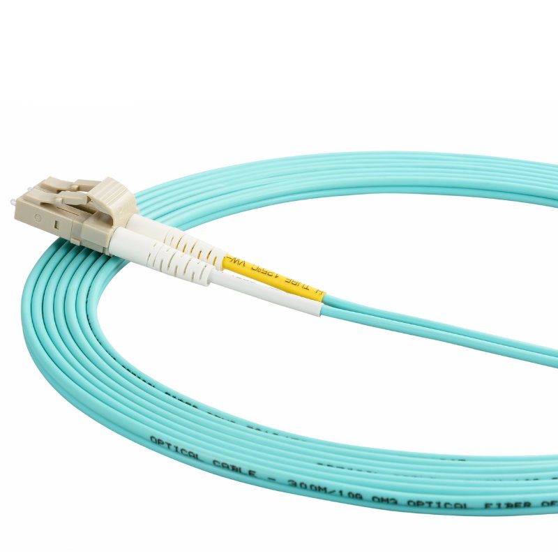 LC to LC Multimode OM4 Duplex 50/125 OFNR Fiber Optic Patch Cable, Aqua