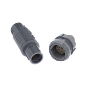 Push-Pull Circular Connectors 2P Series ,Straight plug with cable collet, nut for fitting bend relief, solder contact, Grey PSU, Grey, 26pin, – Push pull series connector
