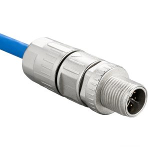 Waterproof M12 Series, X Code, 8 Pin, Plug, Male Contact, Straight, Crimp, Screw Thread, IP67(Mating) Connector
