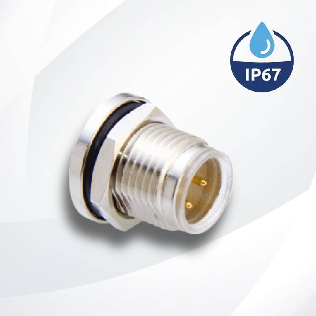 Waterproof M12 Series, A Code, 4 Pin, Receptacle, Male Contact, Straight, Solder, Screw Thread, IP67(Mating) Connector