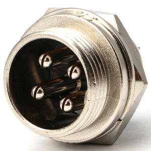 Industrial Circular-16 Series, 4 Pin, Receptacle, Male Contact, Straight, Solder, Screw Thread Connector