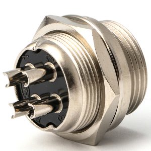 Industrial Circular-16 Series, 4 Pin, Receptacle, Male Contact, Straight, Solder, Screw Thread Connector