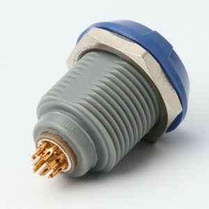 1P Plastic Series, Blue, 7 Pin, Receptacle, Female Contact, Fixed Socket, Solder, Snap Latch, IP50 (Mating) Connector